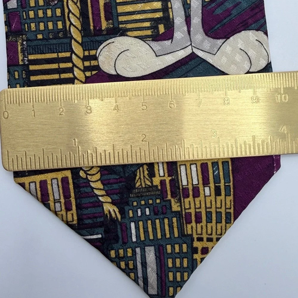 Looney Tunes Silk Tie OS Bugs Bunny Architect 1992 Vintage Purple 90s Cartoon